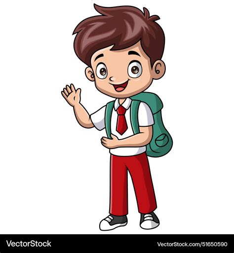 Cute Happy School Boy Cartoon Royalty Free Vector Image