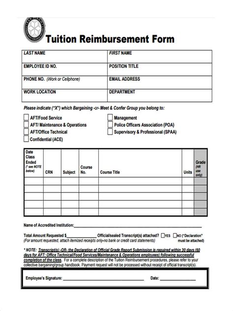 FREE 9 Tuition Reimbursement Forms In PDF