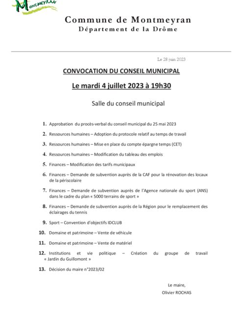 Prochain Conseil Municipal Juillet Site De La Commune De