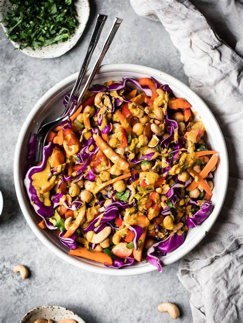 Chopped Thai Chickpea Salad With Peanut Curry Dressing