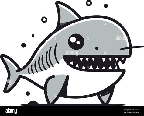 Cute Shark Cartoon Vector Illustration Cute Cartoon Shark Icon Funny