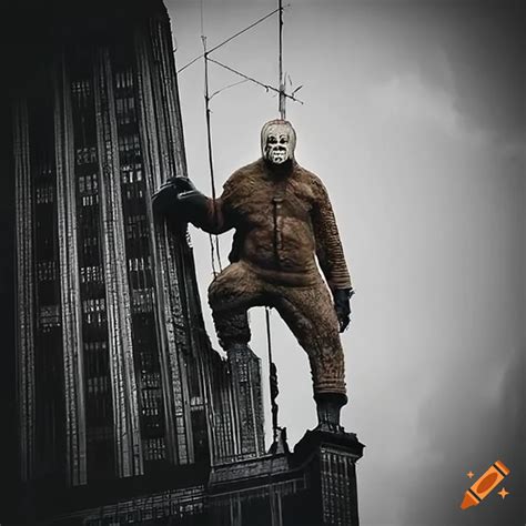 King Kong Dressed As Jason Voorhees Climbing Empire State Building On