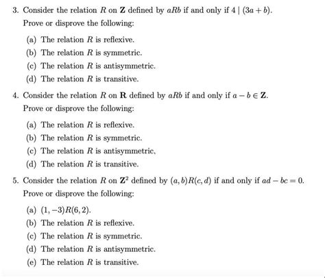 Solved 3 Consider The Relation R On Z Defined By Arb If And