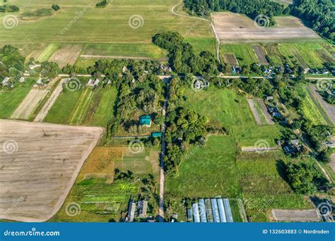 Russian Sparsely Populated Village View From Above Stock Image