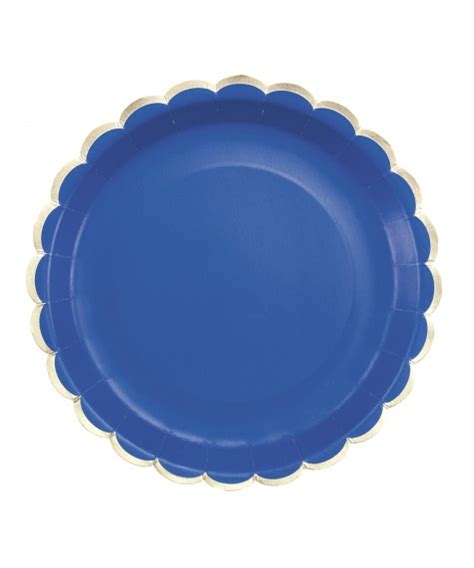 ASSIETTES BLEU MARINE ET OR ASSIETTES FESTONNEES 23CM X 8 BLEU OR 23CM