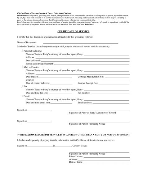 Free Printable Proof Of Service Form Templates Pdf And Word