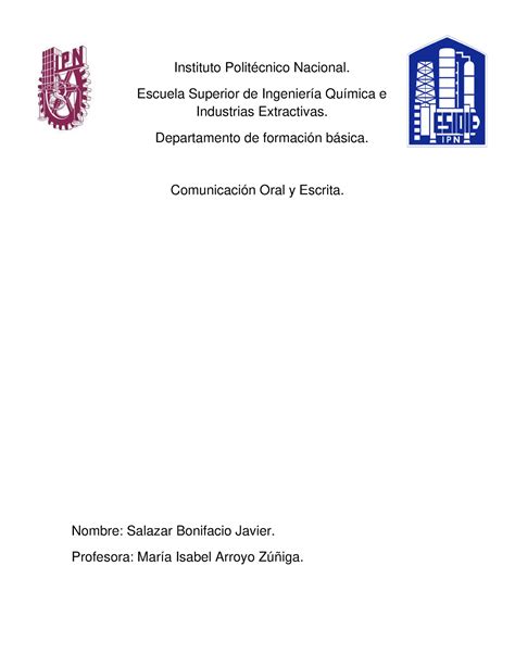 Comunicació Oral y Escrita Instituto Politécnico Nacional Escuela