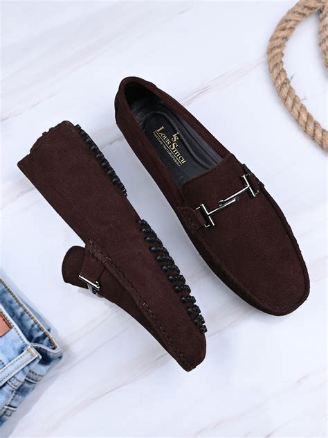 Buy Louis Stitch Men Brunette Brown Italian Suede Leather Handmade