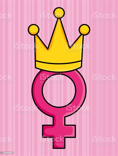 Female Gender Symbol With Crown Pop Art Style Stock Illustration