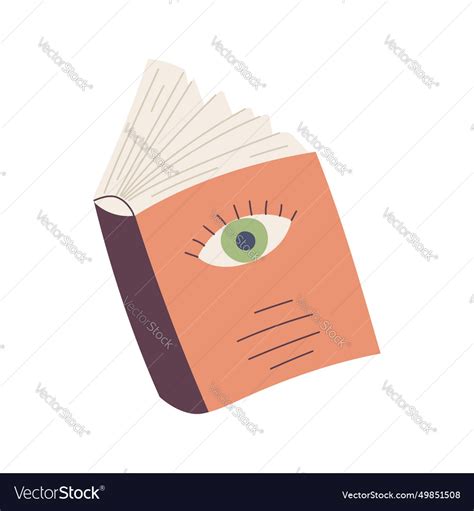 An Open Hardcover Book With Eye On Cover A Symbol Vector Image