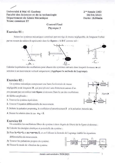 SOLUTION Examen Corrig 2021 Phys3 Studypool