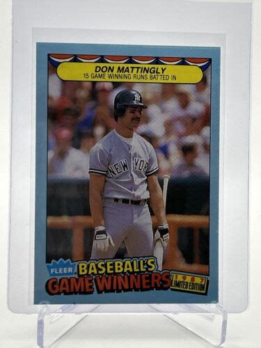 1987 Fleer Baseball S Game Winners Don Mattingly 26 Mint FREE SHIPPING