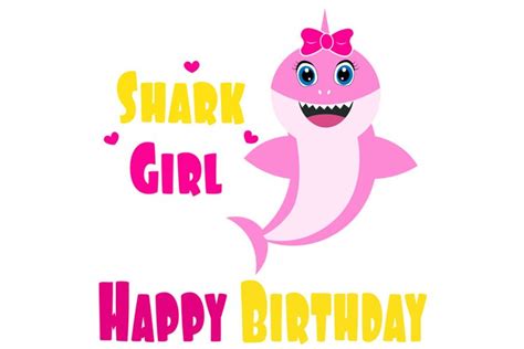 Baby girl Shark Birthday Svg, Birthday Shark clipart, funny