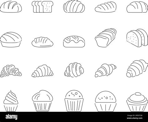 Bakery Icons Set Editable Stroke Simple Icons Vector Collection Stock