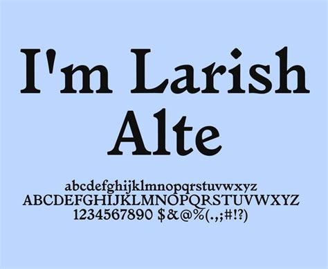 I M Larkish Alle Font And Numbers On A Blue Background With Black Letters