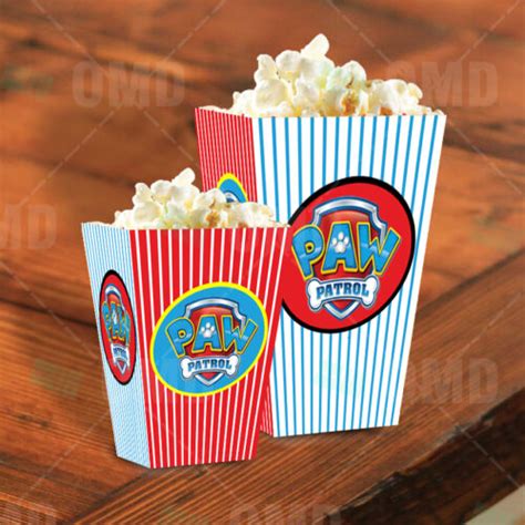 Paw Patrol Cartoon Party Popcorn Boxes Cartoon Invites