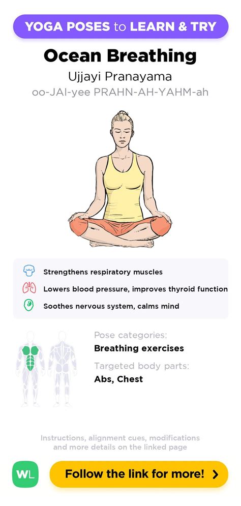 Ocean Breathing Ujjayi Pranayama Yoga Poses Guide By Workoutlabs