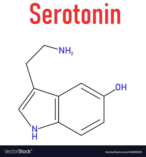 Serotonin Molecule Skeletal Formula Royalty Free Vector