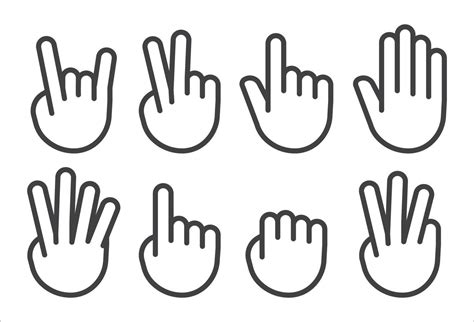 Hand Gestures Linear Icon Set Hand Geometric Style Icon Hand Sign