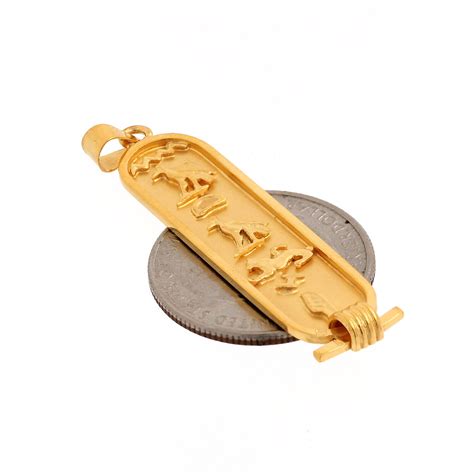 Egyptian Hieroglyphics Cartouche Pendant 18K Yellow G… - Gem