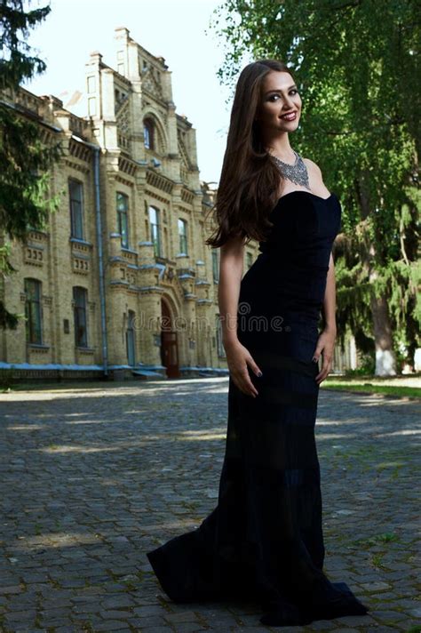 Woman In Black Dress And Necklace Stock Image Image Of Necklace