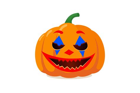 Halloween spooky pumpkin jack o lantern with creepy joker clown smile ...