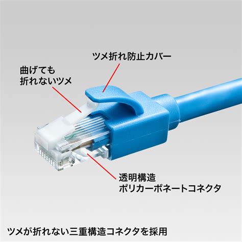 Cat6A LANケーブル ブルー30m爪折れ防止カバー