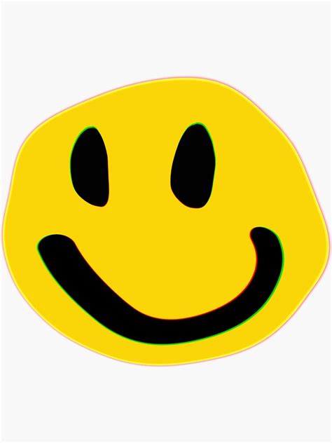 Trippy Yellow Neon Smiley Face Sticker For Sale By Chloecreationss