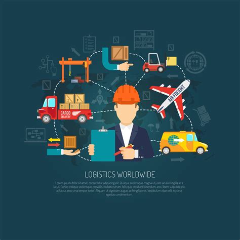 Worldwide Logistics Operations Concept Flowchart Vector Art At