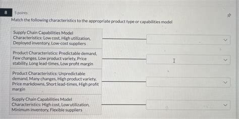 Solved 5 Points Match The Following Characteristics To The