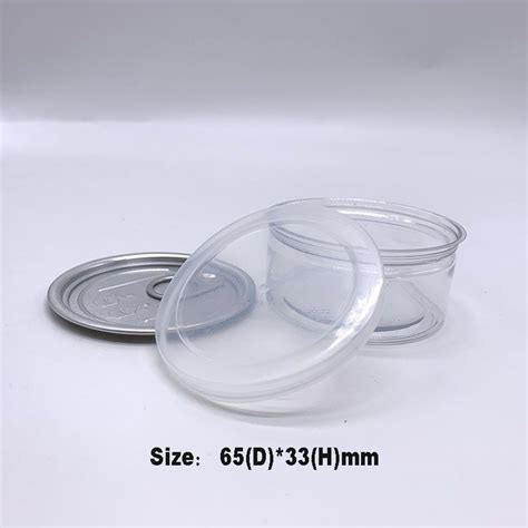 Hottest 35g Clear Plastic Tin Can 3365mm Airtight Plastic Jar Food