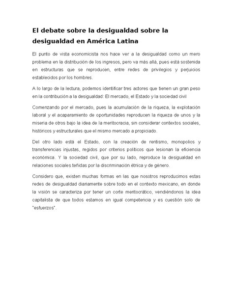 El debate sobre la desigualdad sobre la desigualdad en América Latina