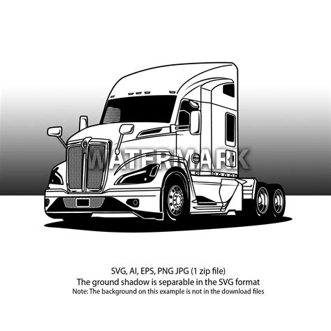 Semi Truck Kenworth T Svg Ai Eps Png Etsy