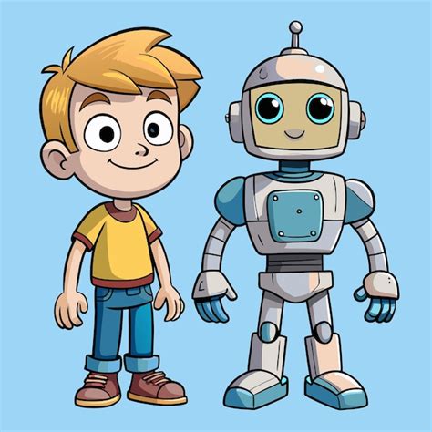 cute boy  robot cartoon vector drawing premium ai generated vector