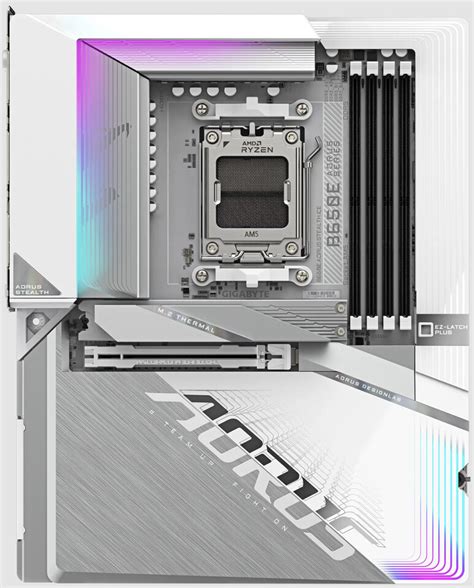 The B650e Aorus Stealth Ice Is Gigabytes First Motherboard For Amd Cpus With Its Connectors On