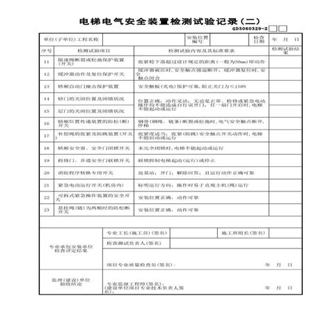 电梯电气安全装置检测试验记录 2 电气试验资料 土木在线