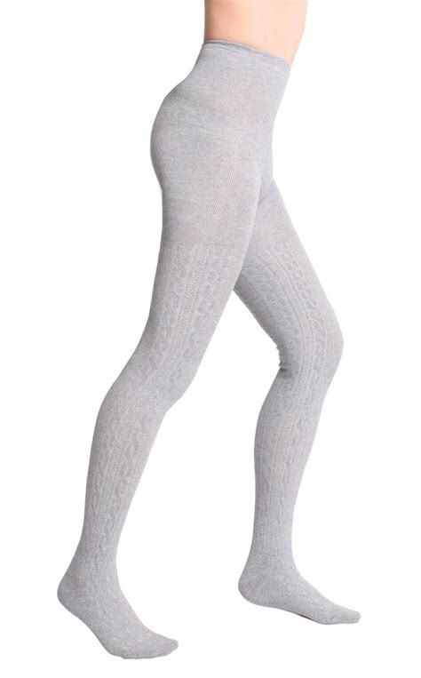 Womens Winter Cotton Cable Knit Sweater Footed Tights Cotton Cable