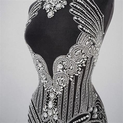 Prom Dress Rhinestone Applique J Lo Silver Bodice Sparkle Etsy