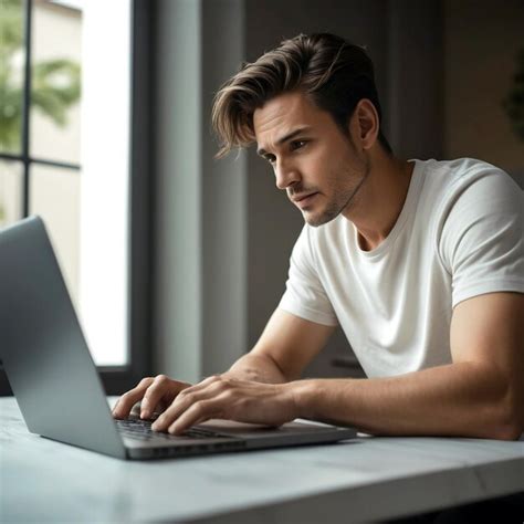 Una Persona Que Utiliza Una Computadora Port Til En El Trabajo Foto