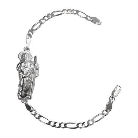 Pulsera San Judas Tadeo Liso Esclava Plata Solida Ley Cm