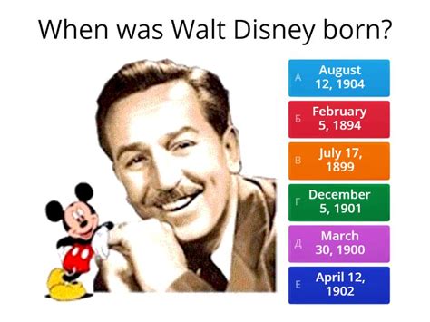 Walt Disney - Quiz