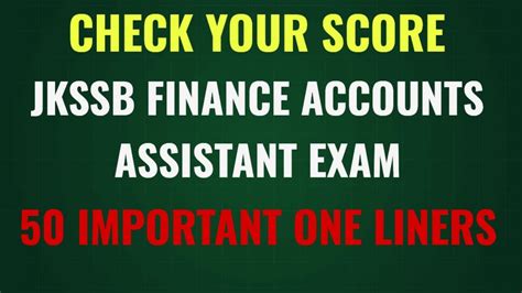 CHECK YOUR SCORE 50 IMPORTANT ONE LINERS FOR JKSSB FINANCE ACCOUNTS