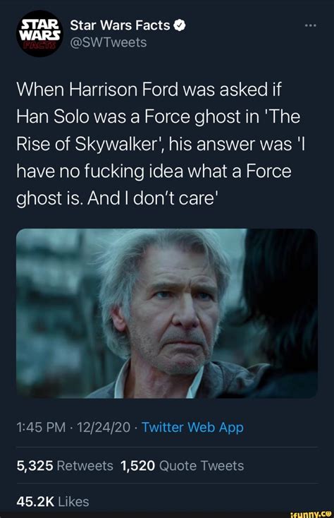 Star Star Wars Facts Wars Swtweets When Harrison Ford Was Asked If Han