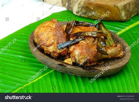 ayam goreng kampung traditional fried chicken stock photo