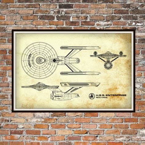 Star Trek Enterprise Blueprint Art Of USS By BigBlueCanoe On Etsy