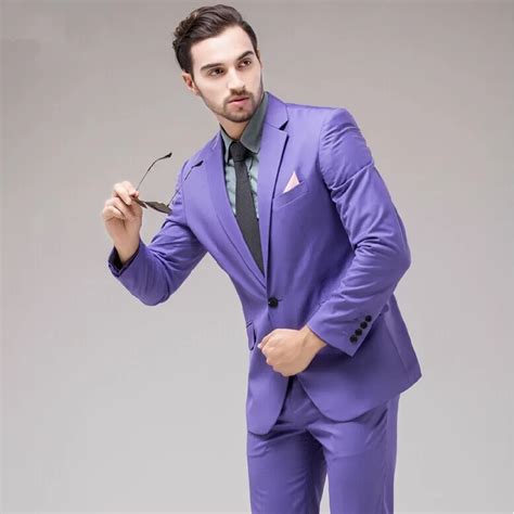 2017 Latest Coat Pant Design Purple Men Suit Slim Fit 2 Piece Skinny