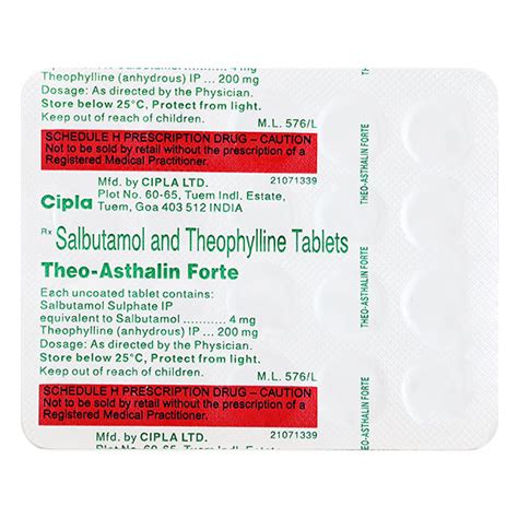 Theo Asthalin Forte Tablet 20s Buy Medicines Online At Best Price