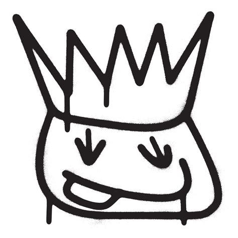 Smiling face emoticon wearing crown with black spray paint 21393300 ...