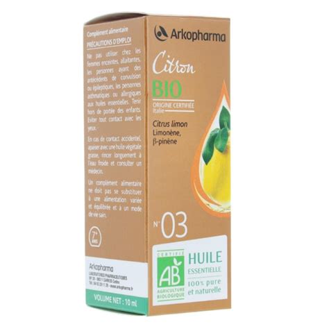 Arkopharma huile essentielle de citron bio n03 Aromathérapie