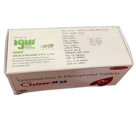 Telzac M Telmisartan Metoprolol Tablets Packaging Type Box Mg